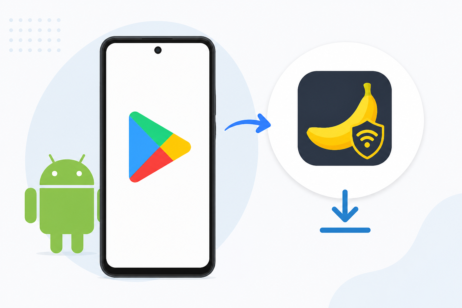 BananaVPN: Download and Install Guide (Android & Fire Stick) — Download BananaVPN on Android via Google Play Store instructional illustration