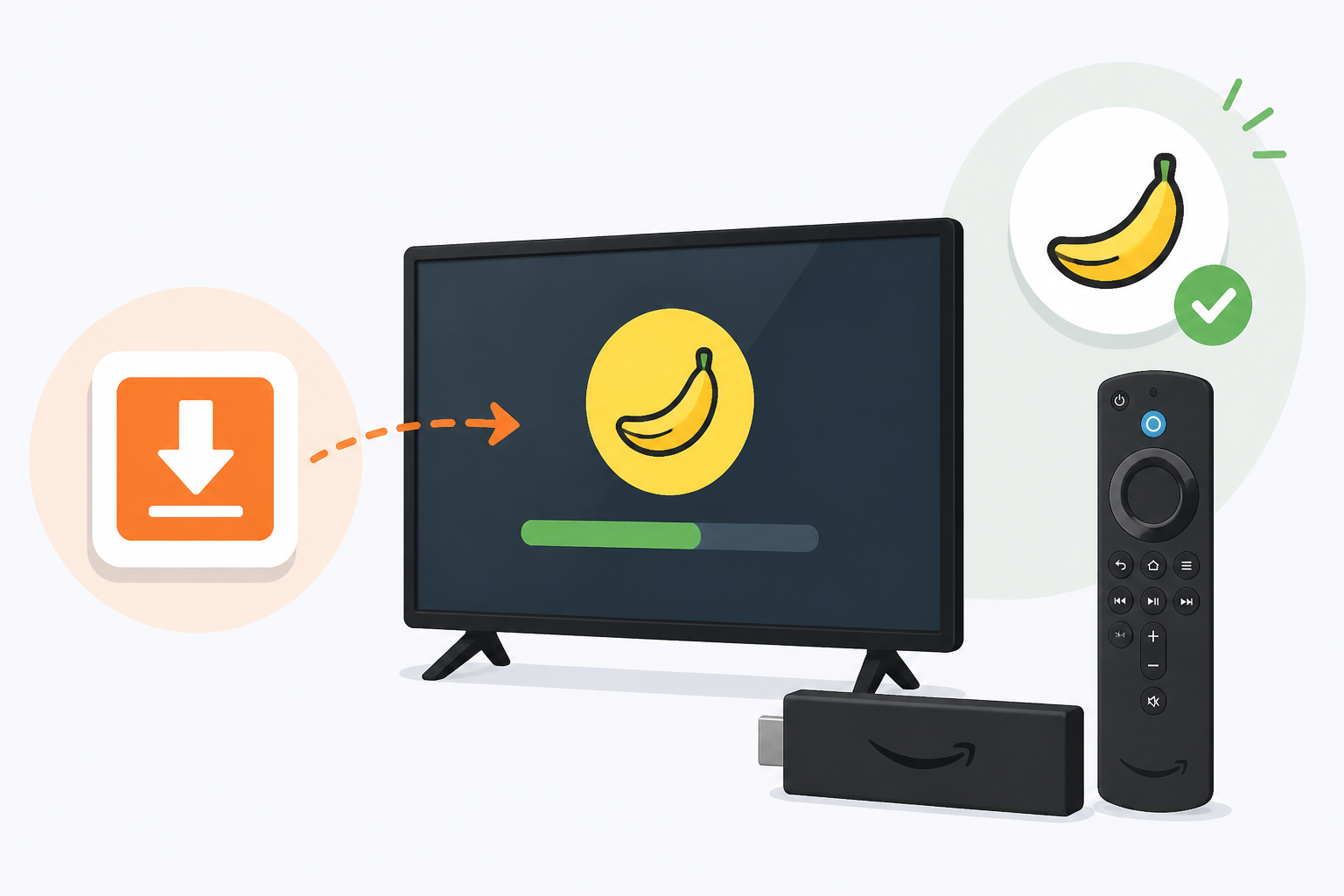BananaVPN: Download and Install Guide (Android & Fire Stick) — Install BananaVPN on Amazon Fire Stick using Downloader instructional illustration